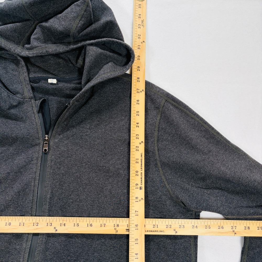 Lululemon Mens XXL Heathered Grey Full Zip Athletic Hoodie Thumbholes Jacket A6 - Picture 6 of 9